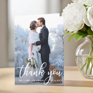 Elegant Wedding Thank You Photo Folded Card