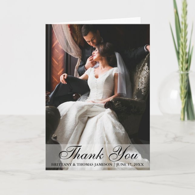 Elegant Wedding Thank You Photo Folding Card (Front)