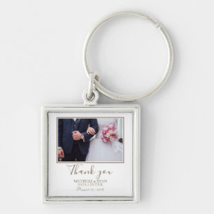 Elegant Wedding Thank you Photo Keychain