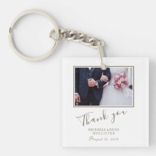 Elegant Wedding Thank you Photo Keychain