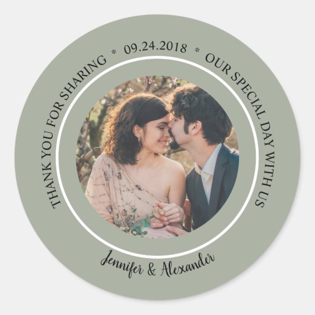 Elegant Wedding Thank You photo seal favor (Front)
