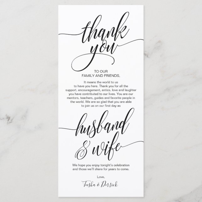 Elegant Wedding Thank you Place Setting Card v2 (Front)