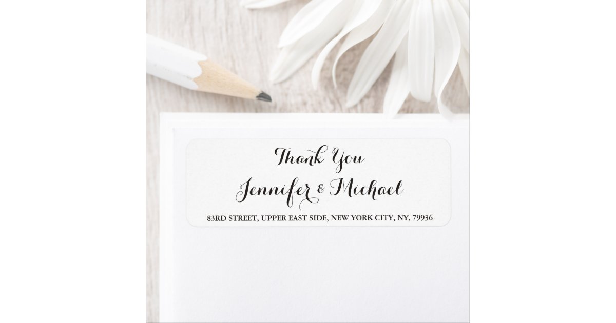 Elegant Wedding Thank You Return Address Label Zazzle