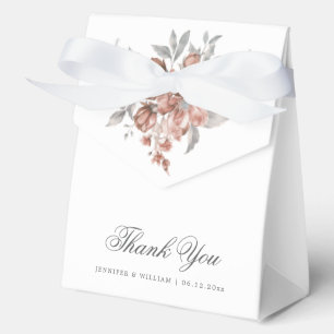 Elegant Wedding Thank You Rose Gold Rustic Floral Favor Boxes