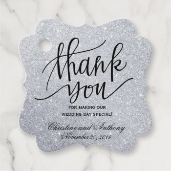Elegant Wedding Thank You Silver Lights Favor Tags by PurplePaperInvites at Zazzle