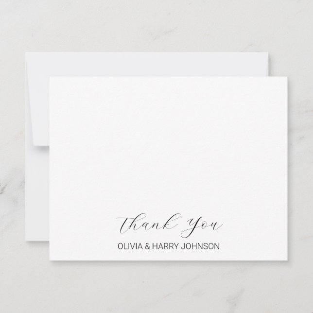 Elegant Wedding Thank You White Flat Note Card (Front)
