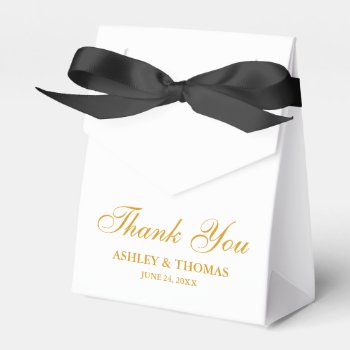 Elegant Wedding Thank You White  Gold And Black Favor Boxes by SugarandSpicePaperCo at Zazzle