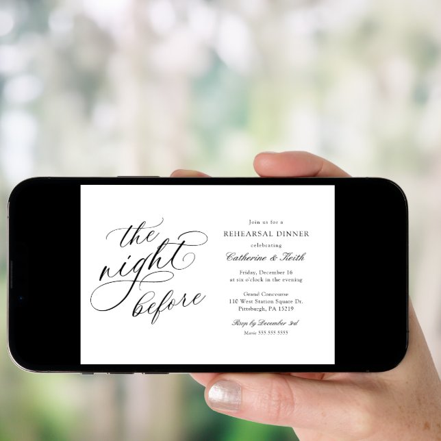 Elegant Wedding The Night Before Rehearsal Dinner Invitation (Front Digital)