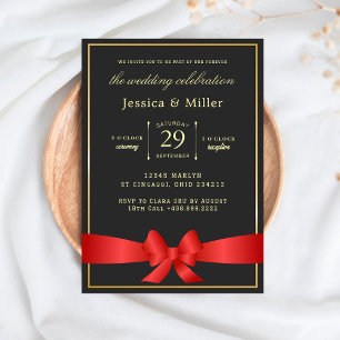 Elegant Wedding Ticket Invitation with Red Ribbon