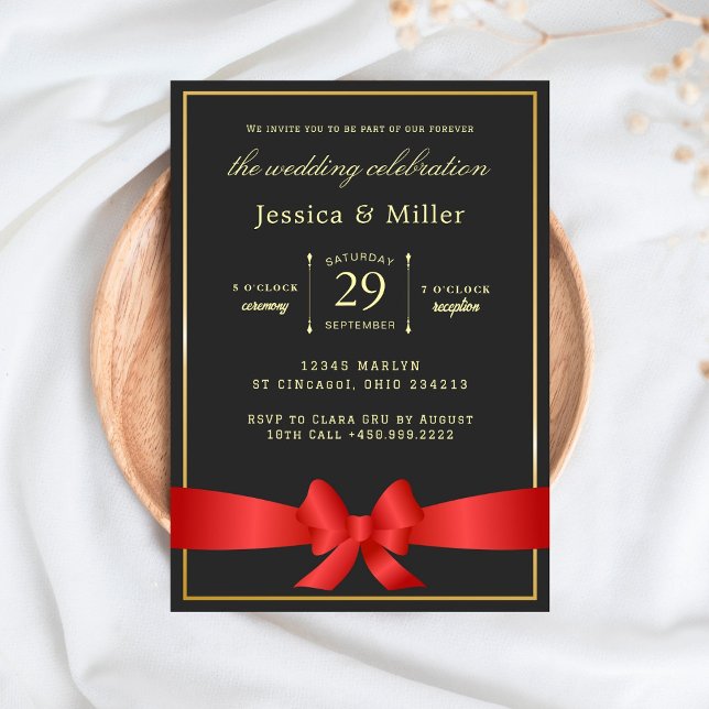 Elegant Wedding Ticket Invitation with Red Ribbon (Creator Uploaded)