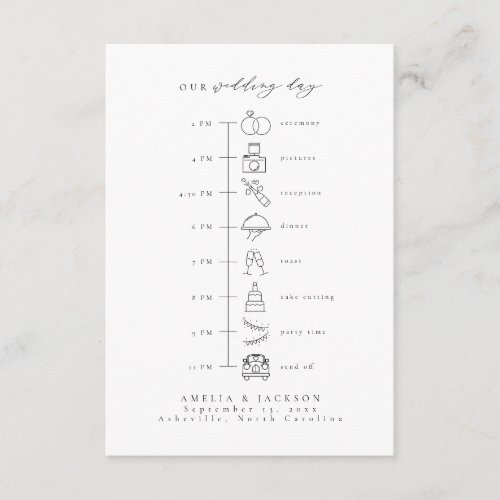 Elegant Wedding Timeline Order Of Events Enclosure Card