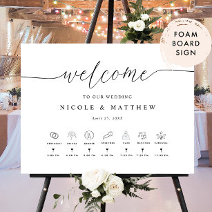Elegant Wedding Timeline Welcome Foam Board Sign