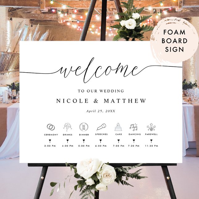 Elegant Wedding Timeline Welcome Foam Board Sign (Creator Uploaded)