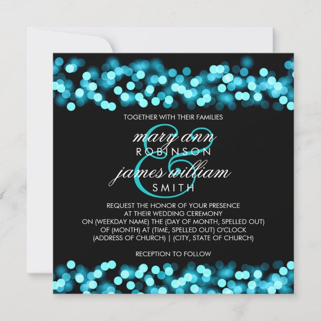 Elegant Wedding Turquoise Hollywood Glam Invitation (Front)