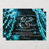 Elegant Wedding Turquoise String Lights Invitation (Front/Back)
