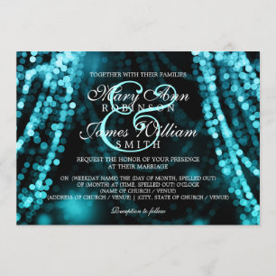 Elegant Wedding Turquoise String Lights Invitation
