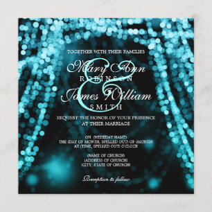 Elegant Wedding Turquoise String Lights Invitation