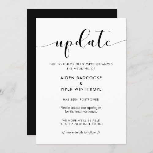 Elegant wedding update announcement