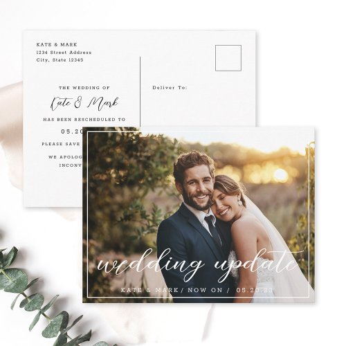 Elegant Wedding Update Announcement Photo Postcard