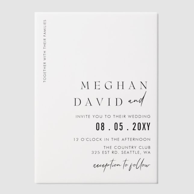 Elegant Wedding Vellum Invitations (Front)