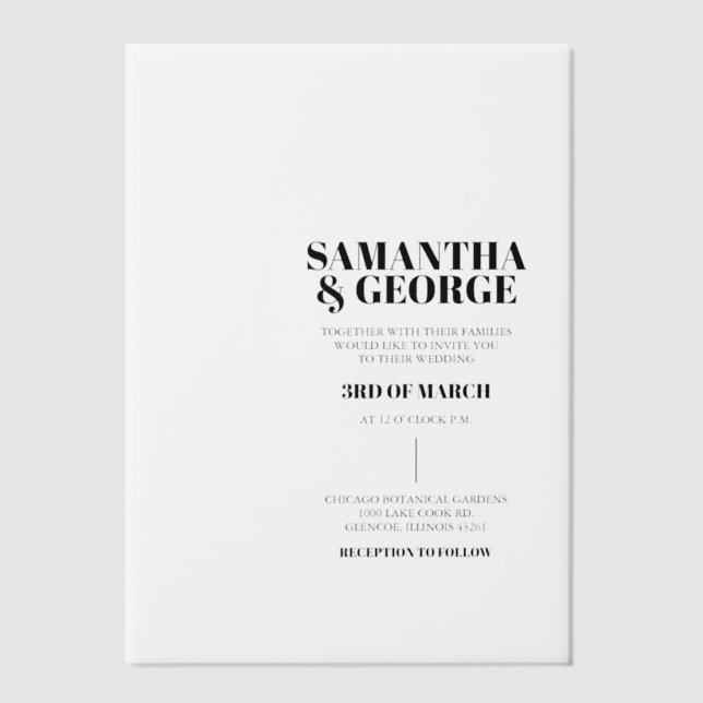Elegant Wedding Vellum Invitations (Front)