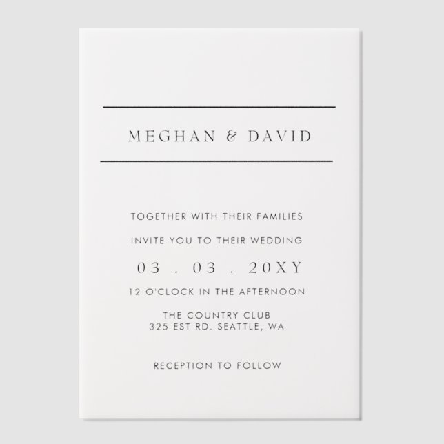 Elegant Wedding Vellum Invitations (Front)