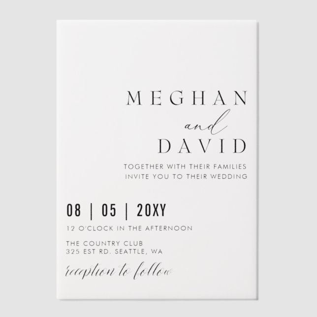 Elegant Wedding Vellum Invitations (Front)