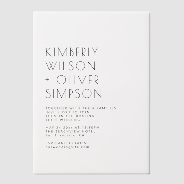 Elegant Wedding Vellum Invitations (Front)