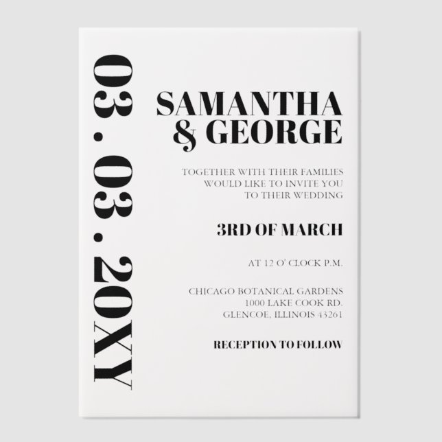 Elegant Wedding Vellum Invitations (Front)