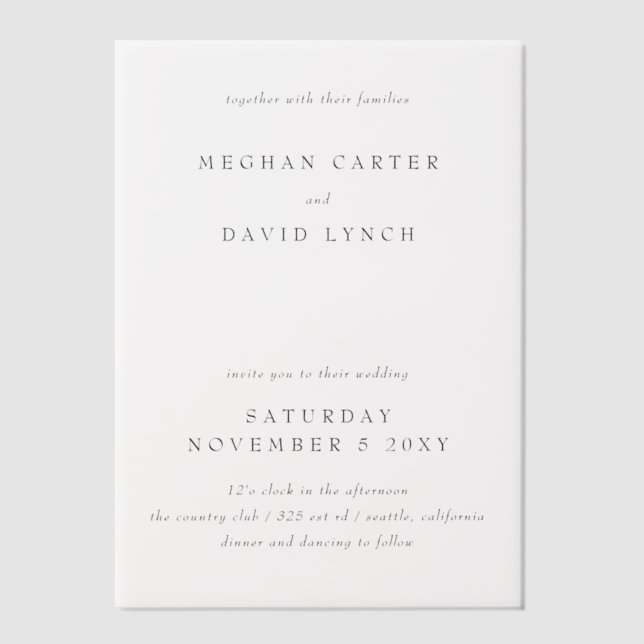 Elegant Wedding Vellum Invitations (Front)