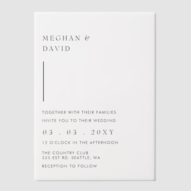 Elegant Wedding Vellum Invitations (Front)