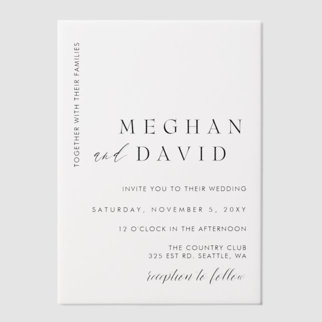 Elegant Wedding Vellum Invitations (Front)