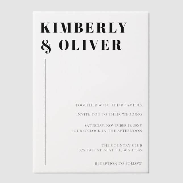 Elegant Wedding Vellum Invitations (Front)