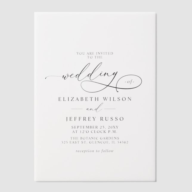 Elegant Wedding Vellum Invitations (Front)