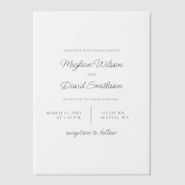 Elegant Wedding Vellum Invitations (Front)