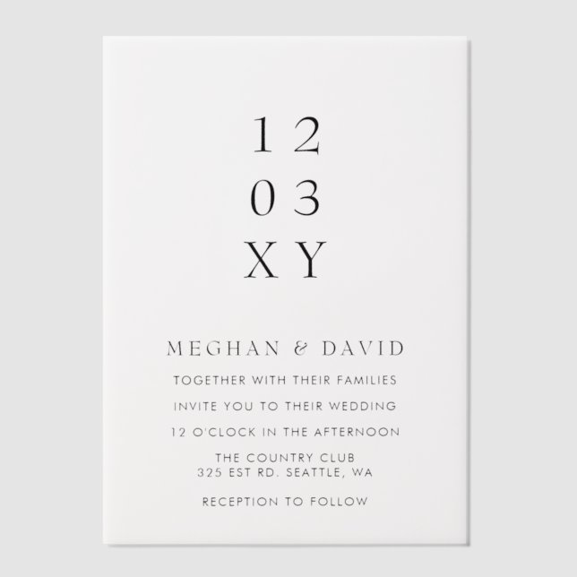 Elegant Wedding Vellum Invitations (Front)
