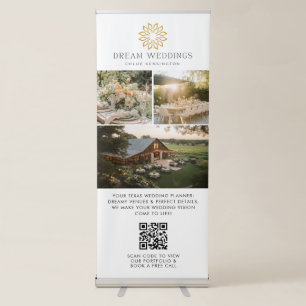 Elegant Wedding Vendor QR Code Custom Logo Photo Retractable Banner