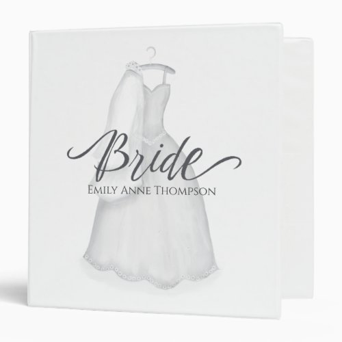 Elegant Wedding Vintage Bride Dress Personalized 3 Ring Binder