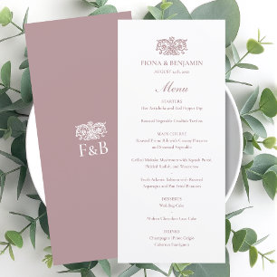 Elegant Wedding Vintage Floral Monogram Pink Menu