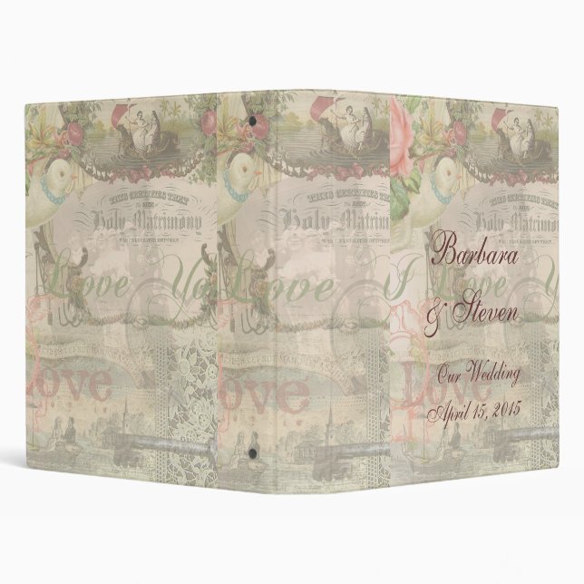 Elegant Wedding Vintage Marriage Antique Vintage Binder (Background)