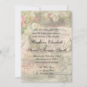 Elegant Wedding Vintage Marriage Antique Vintage Invitation