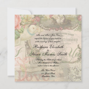Elegant Wedding Vintage Marriage Antique Vintage Invitation