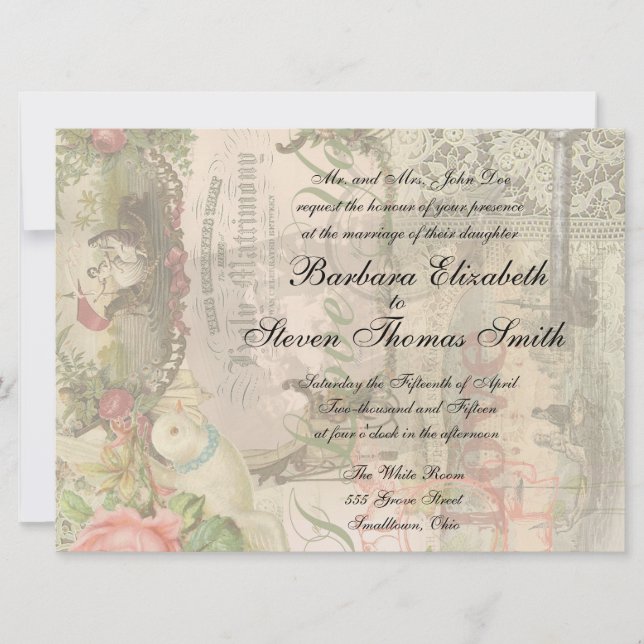 Elegant Wedding Vintage Marriage Antique Vintage Invitation (Front)