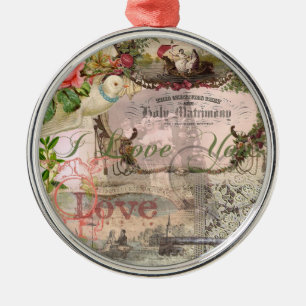 Elegant Wedding Vintage Marriage Antique Vintage Metal Ornament