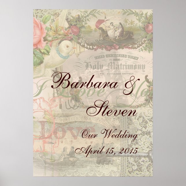 Elegant Wedding Vintage Marriage Antique Vintage Poster (Front)