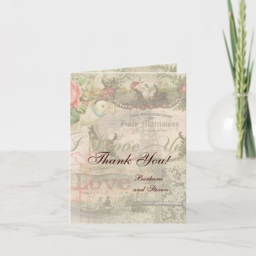 Elegant Wedding Vintage Marriage Antique Vintage Thank You Card