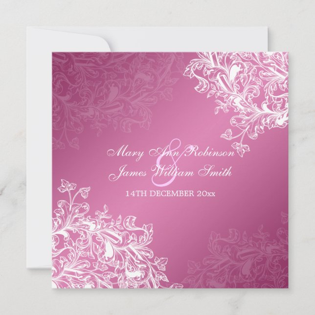 Elegant Wedding Vintage Swirls Pink Invitation (Front)