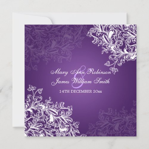 Elegant Wedding Vintage Swirls Purple Invitation