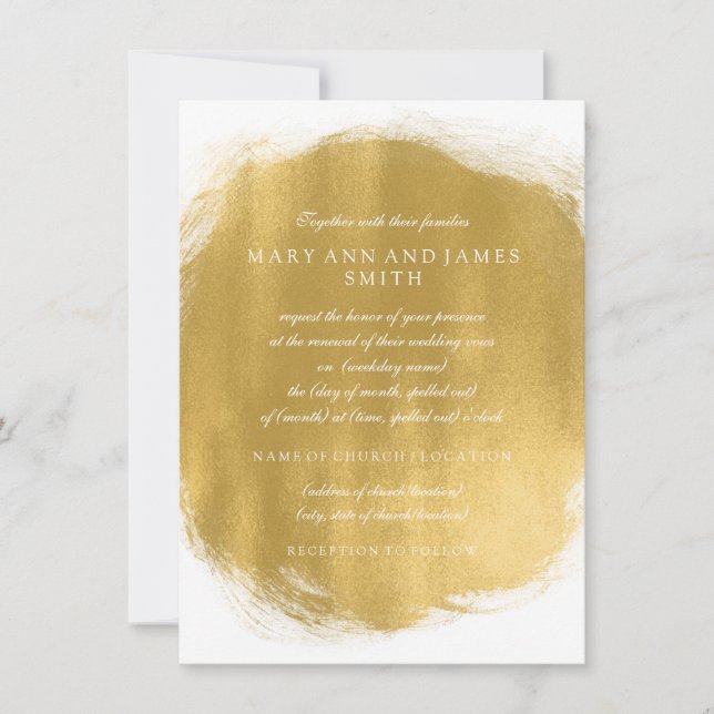 Elegant Wedding Vow Renewal Gold Paint Look Invitation (Front)