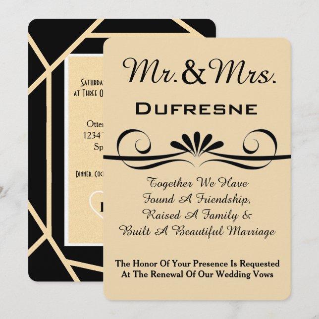 Elegant Wedding Vow Renewal Invitation (Front/Back)